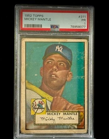 1996 Topps Mickey Mantle #311 22K Gold Card - 1952 Rookie Design, Graded GEM MINT 10
